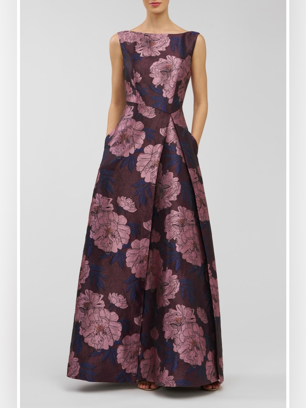 Kay Unger Caitlin Floral Jacquard Fit & Flare Gown Primrose Multi Size 10